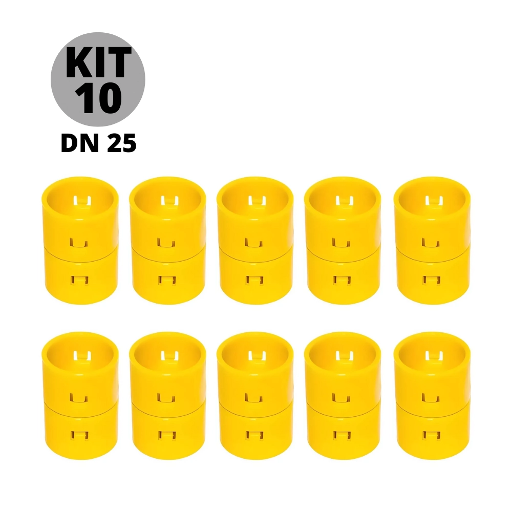 Kit De 10 Unidades De Luvas De Pressão Dn25 Amarelo Ref.3/4