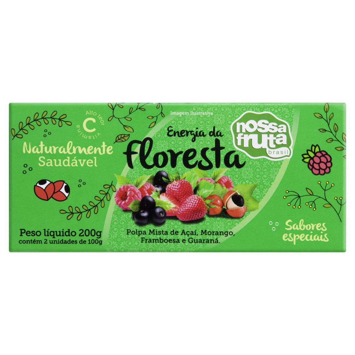 Polpa De Fruta Energia Da Floresta Nossa Fruta Brasil Sabores Especiais Caixa 200g 2 Unidades