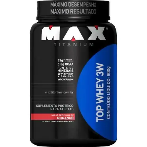 Top Whey 3w Sabor Morango 900g Max Titanium