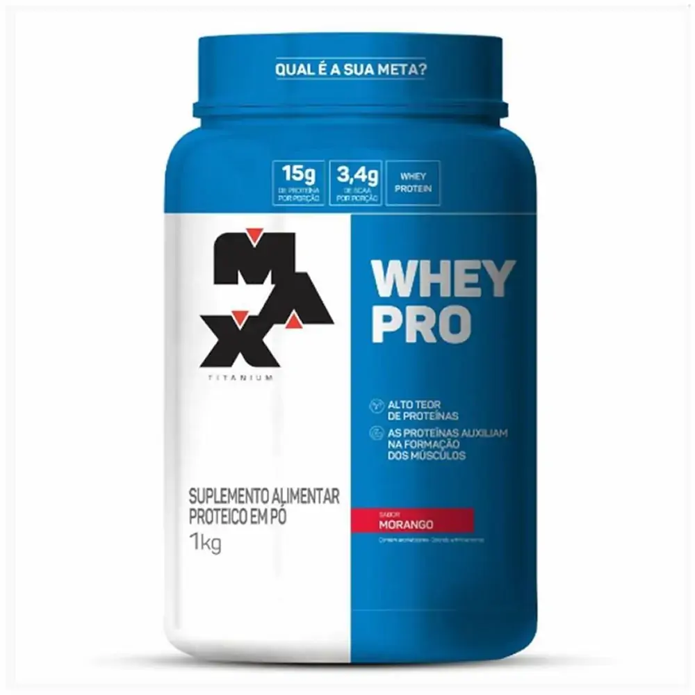 Whey Pro Morango 1Kg Max Titanium