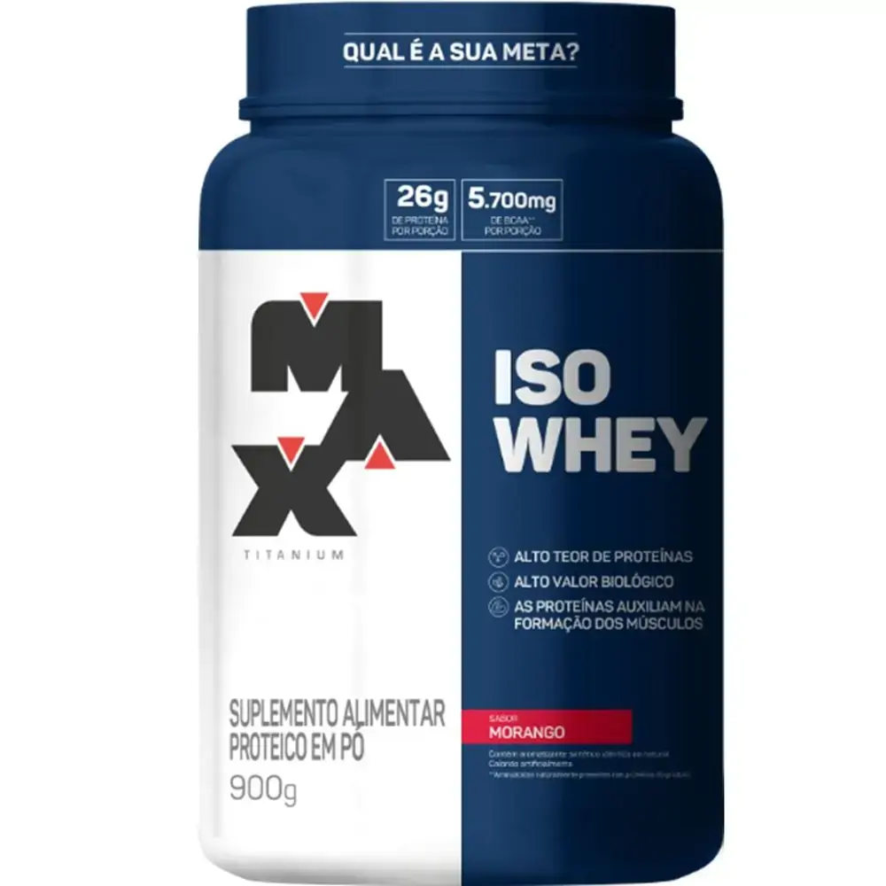 Suplemento Proteico Max Titanium Iso Whey 900g Morango