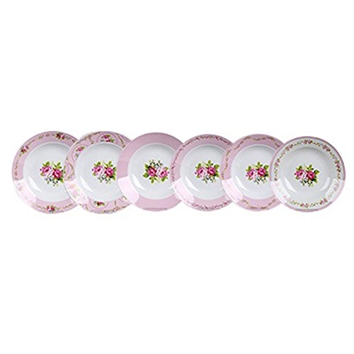 Jg.c/6 Pratos Sopa Casa Ambiente 20,5cm Roses