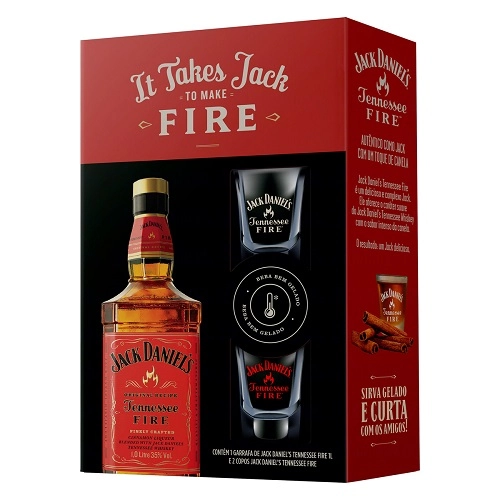 Kit 2 Copos Whisky Americano Jack Daniels Fire 1l