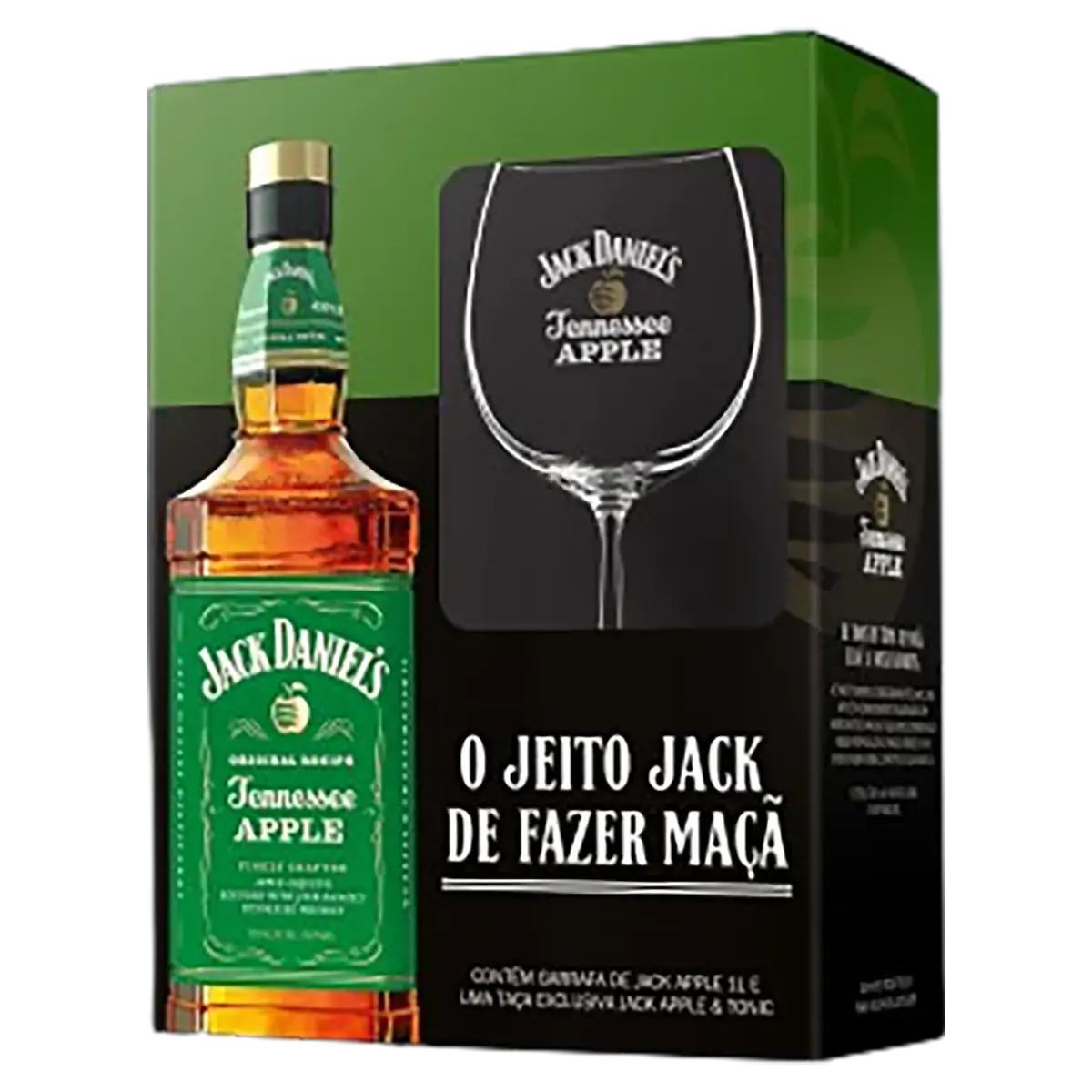 Kit Taça Licor Fino De Whisky Apple Jack Daniels 1l