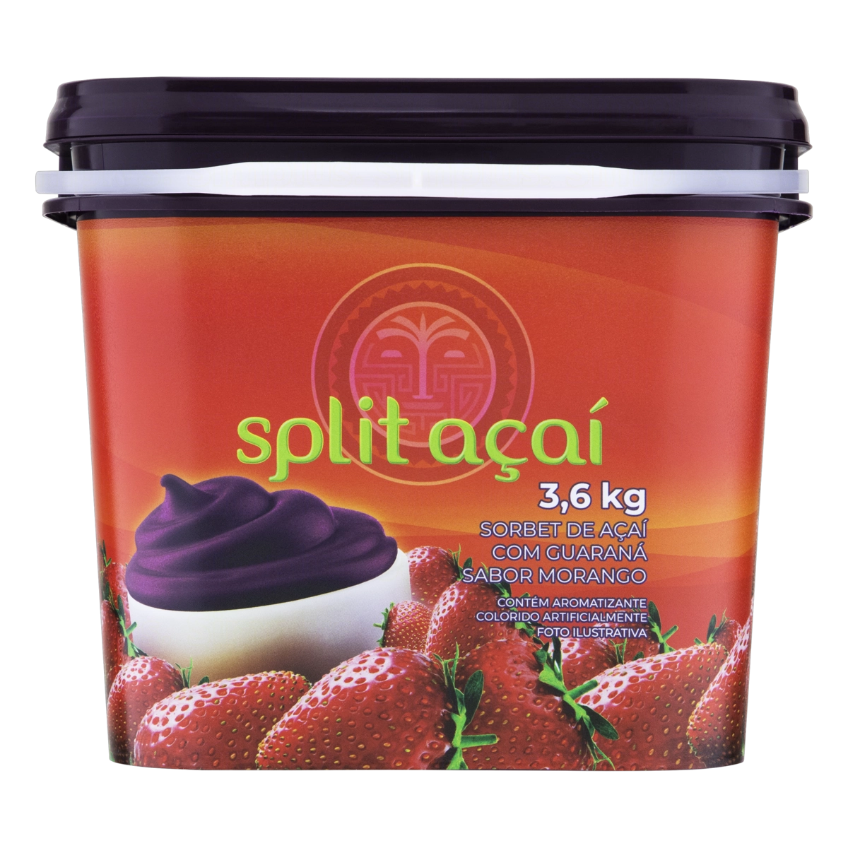 Sorbet Açaí Com Guaraná E Morango Split Açaí Pote 3,6kg