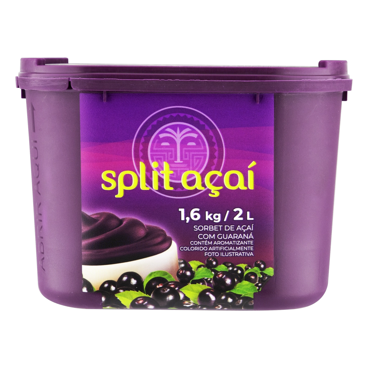 Sorbet Açaí Com Guaraná Split Açaí Pote 2l