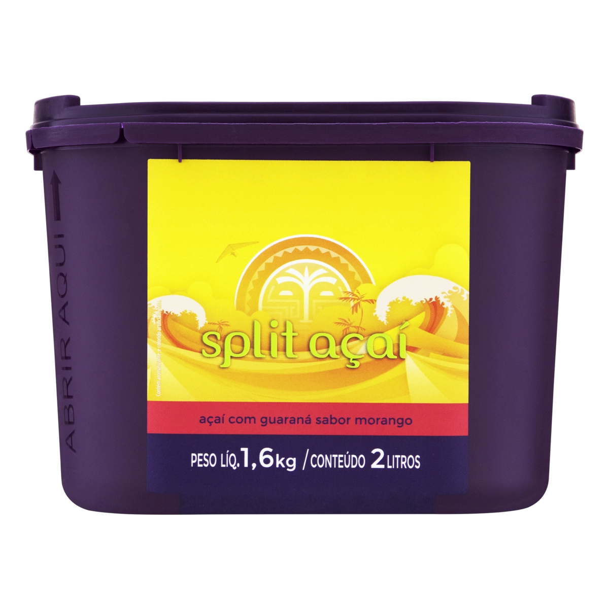 Sorbet Açaí Com Guaraná E Morango Split Açaí Pote 2l