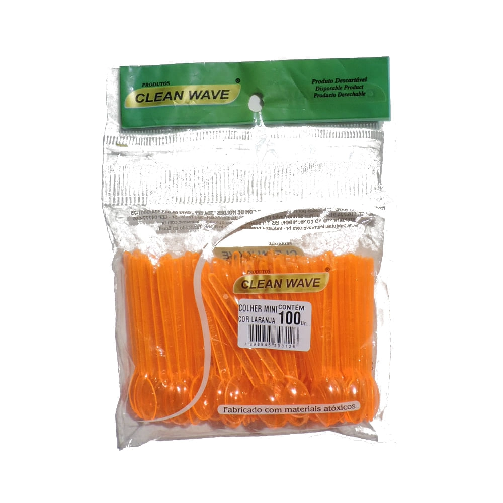 Colher Clean Wave Mini Laranja C/100