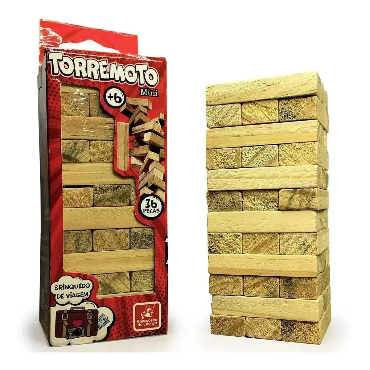 Jogo de tabuleiro Mini Torremoto Mini Jenga 36 peças