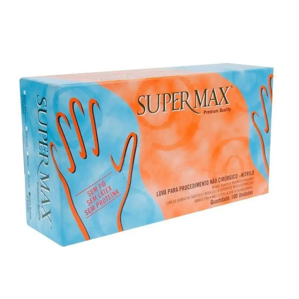 Luva S/latex Super Max C/100 Ext Gde Blue Nitrilo