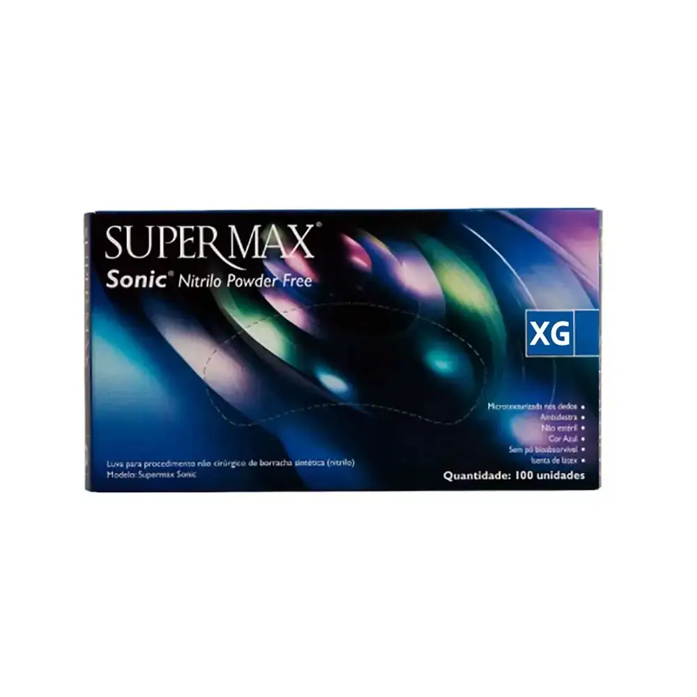 Luva de Procedimento Nitrilo Sonic - Supermax - Xg (Cód. 26.9705)