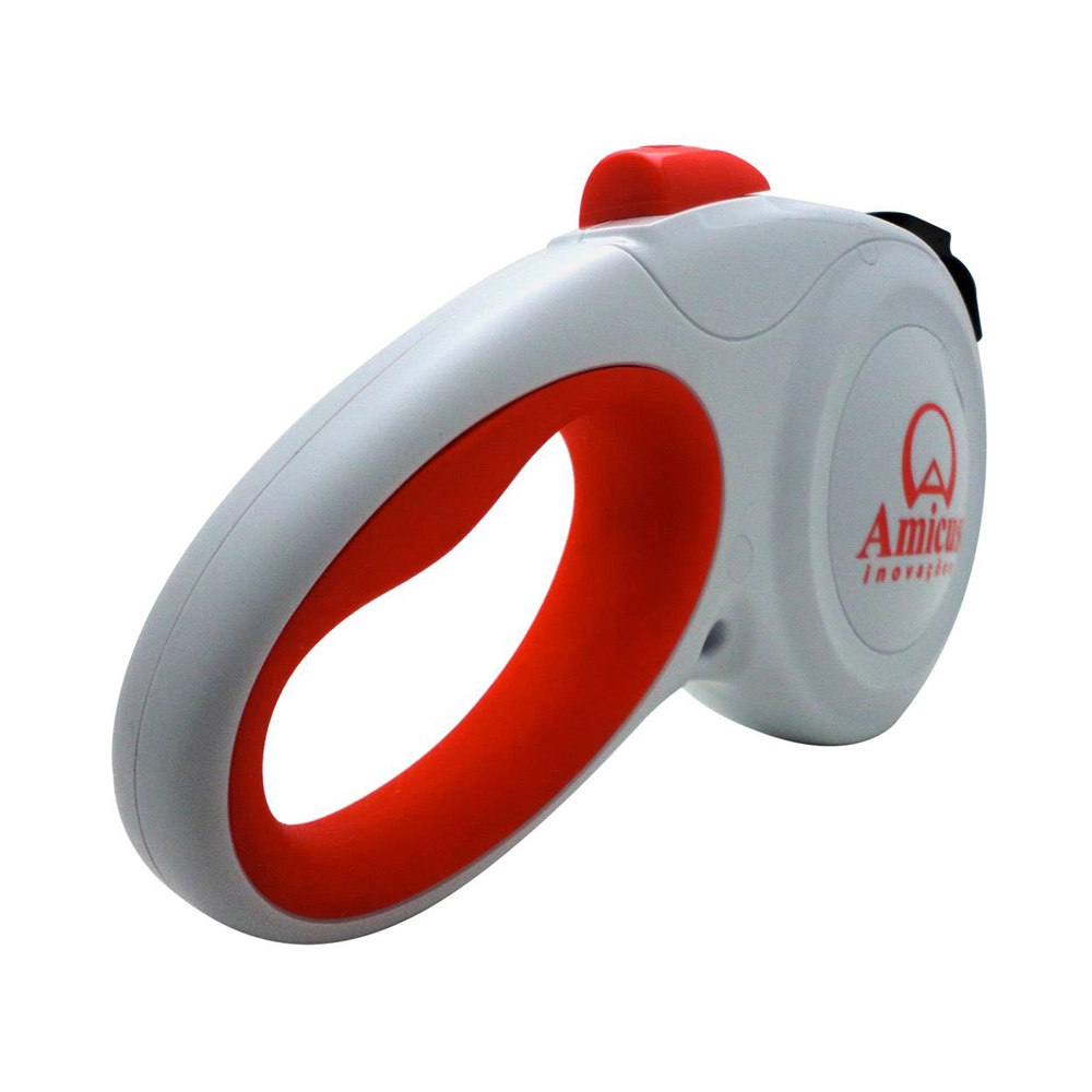 Guia Retrátil Star Flex Amicus Para Cães Até Branco E Vermelho Tamanho G