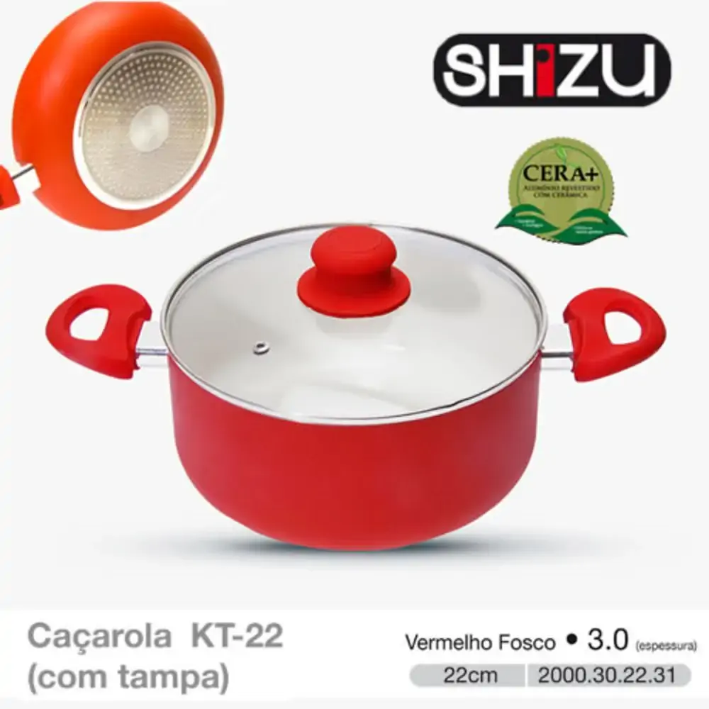 Cacarola 3.0 22cm Ceramica Vermelho