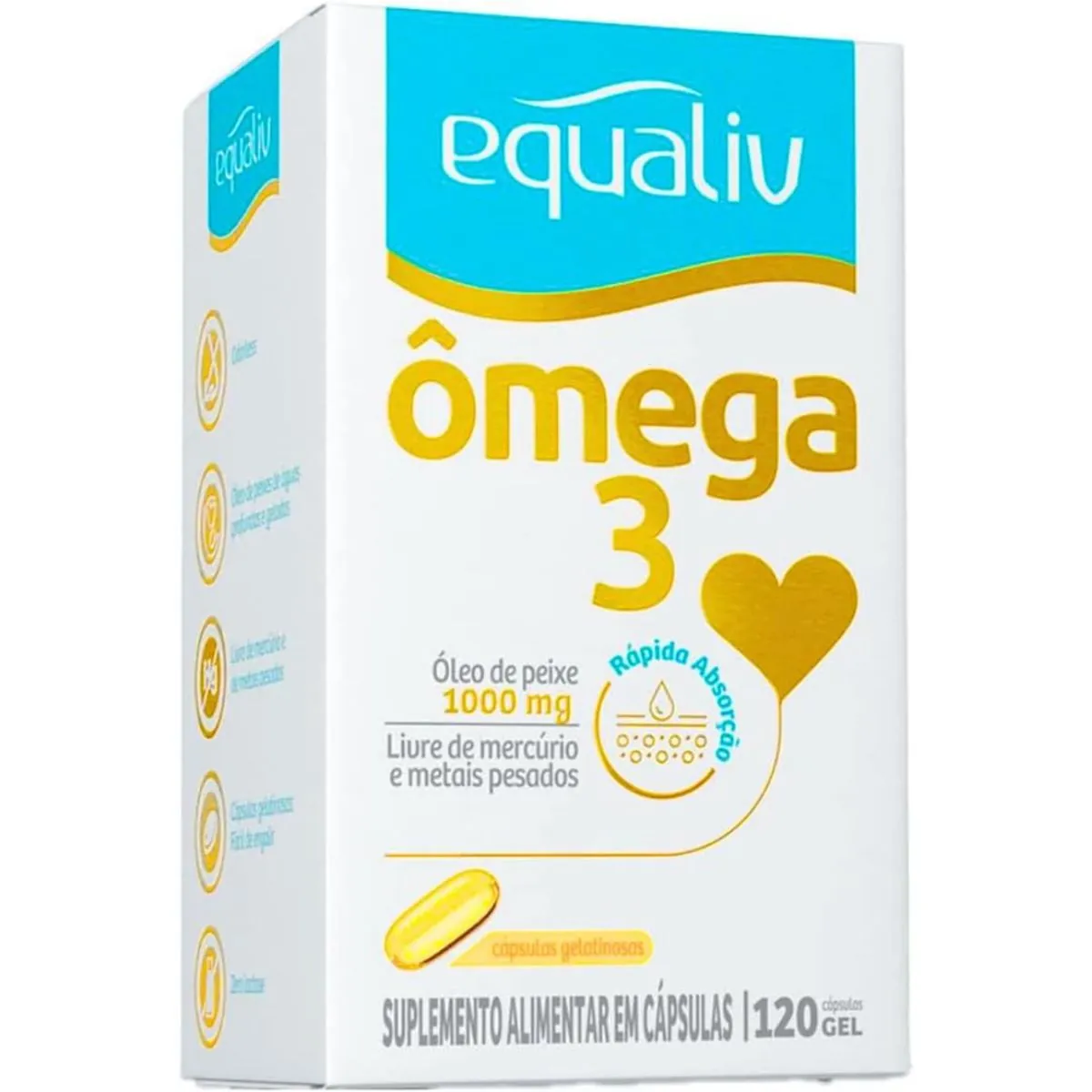 ômega 3 1000mg Equaliv Caixa 120 Cápsulas Gel