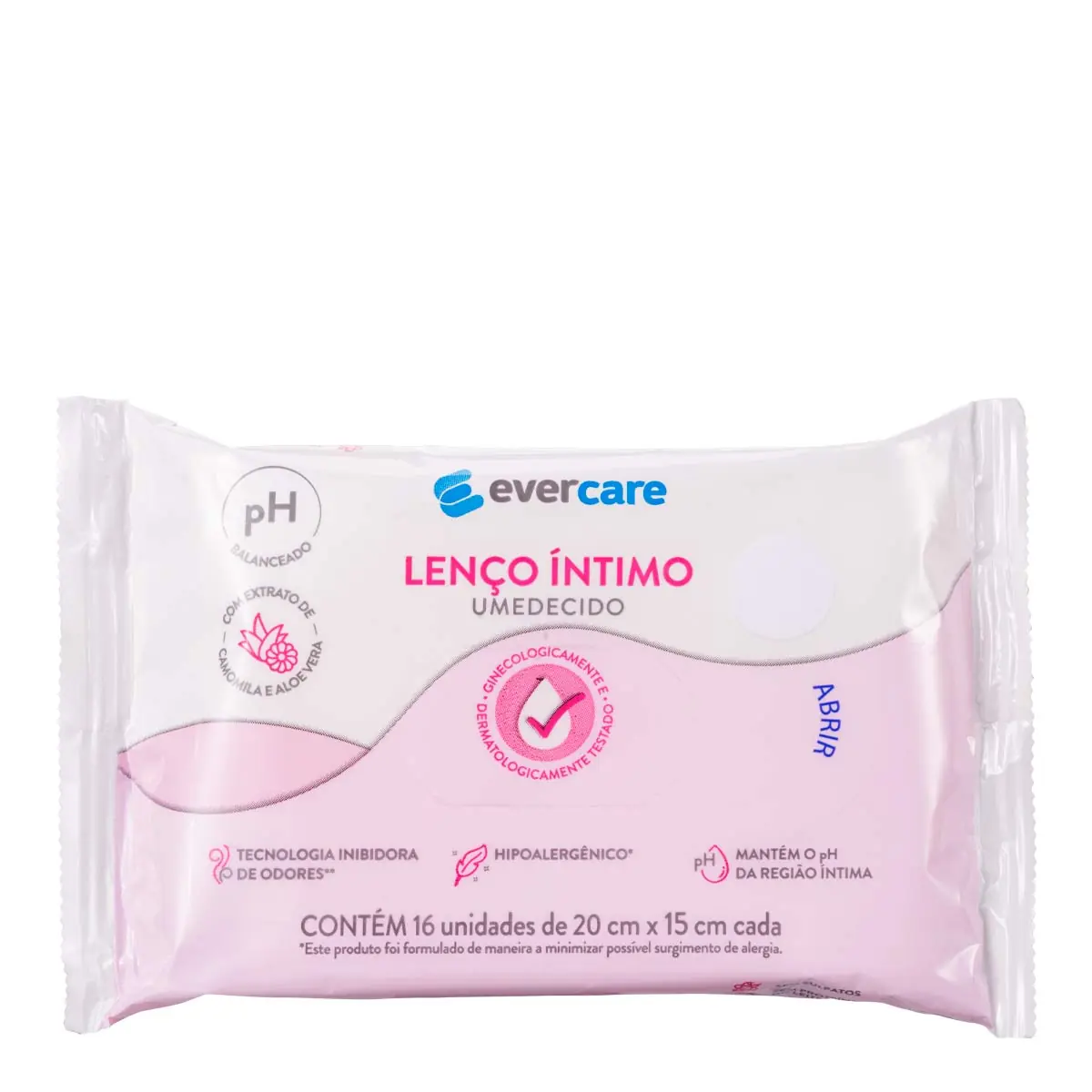Lenço Umedecido Íntimo Ever Care Sem Fragrância 16 Unidades