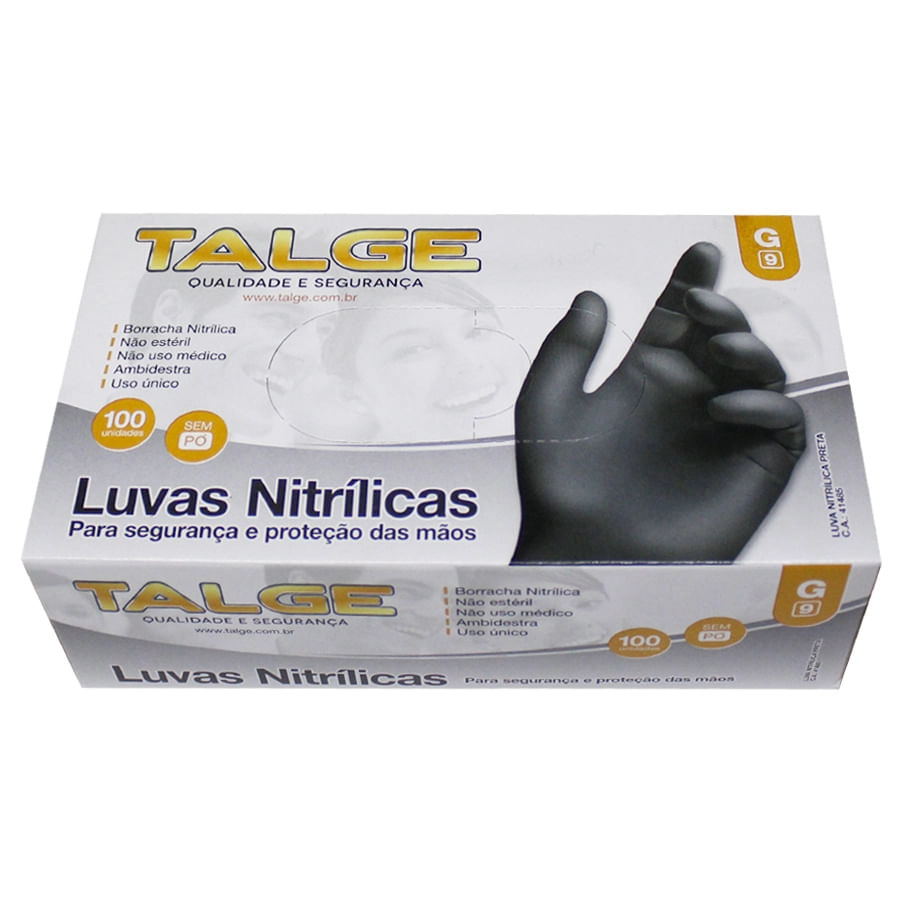 Luva Nitrilica Preta G S/po C/100 Talge
