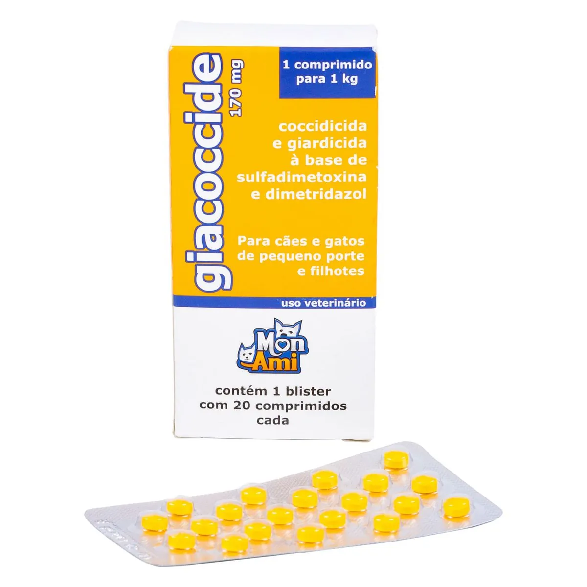 Giacoccide 170mg Mon Ami 20 Comprimidos Cães E Gatos