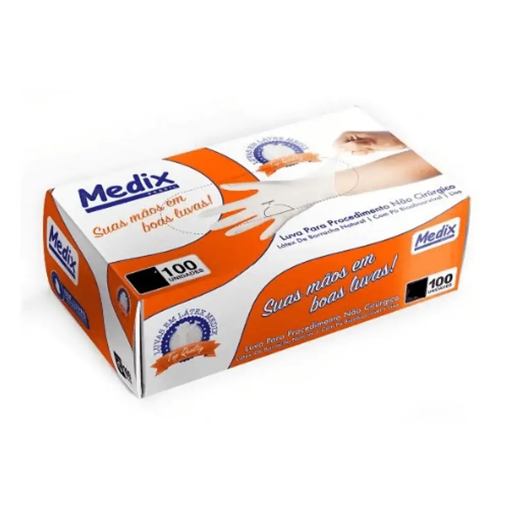 Luva Procedimento Látex Medix Com Pó Branca Tamanho P