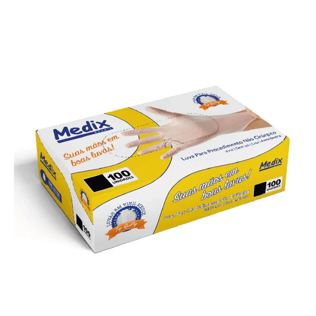 Luva Látex Procedimento Descartável M Sem Pó caixa C/ 100 Mblife