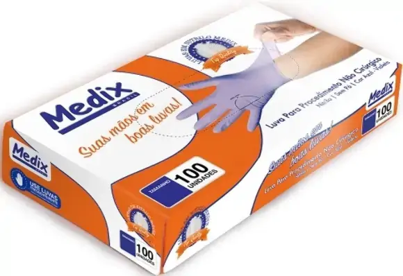Luva Nitrilica M C/100 Azul Medix
