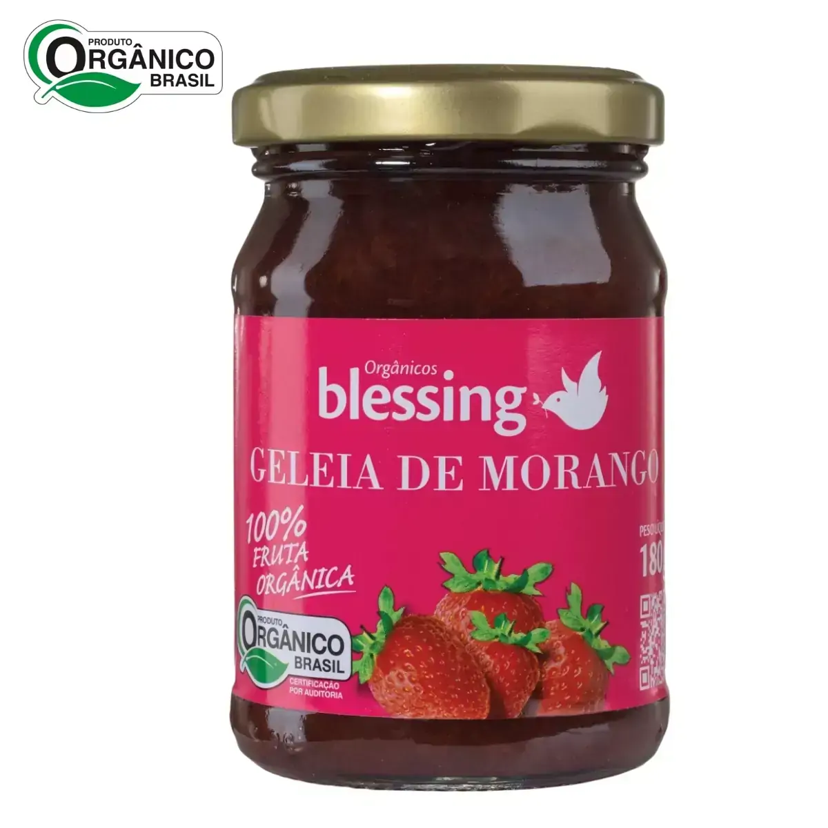 Geleia de Morango Orgânica 100% Fruta Blessing 180 gramas