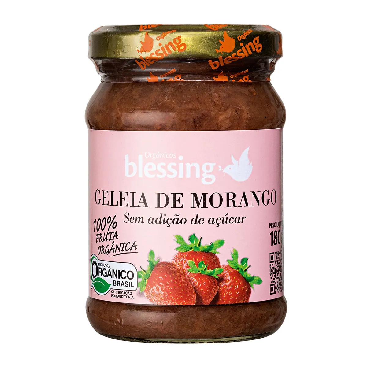 Geleia de Morango Orgânica sem açúcar Blessing 180 gramas