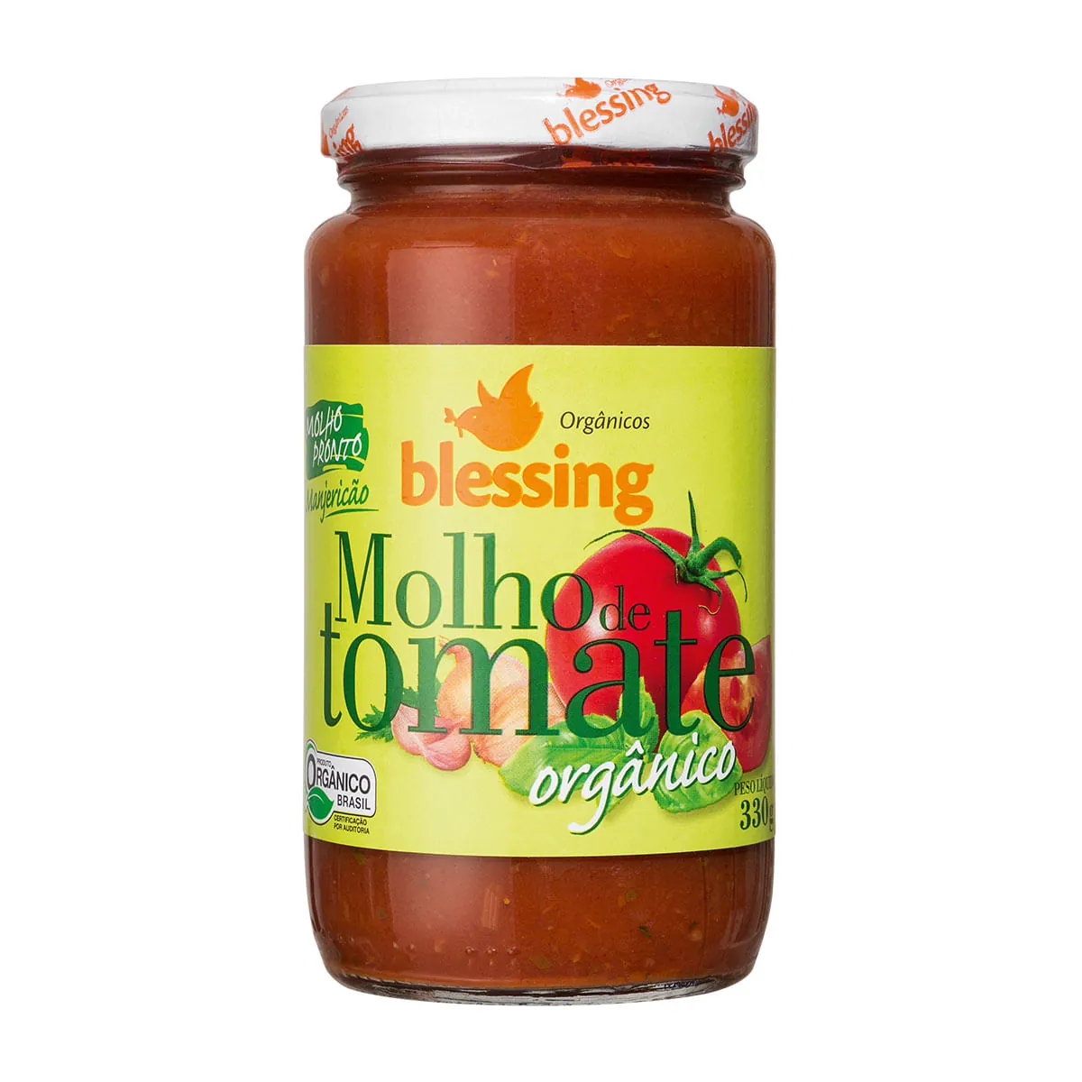 Molho De Tomate Com Manjericão Orgânico Blessing Vidro 330g