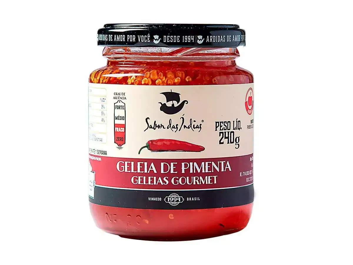 Geleia de Pimenta Sem Glúten Vegano 240g Sabor das Índias