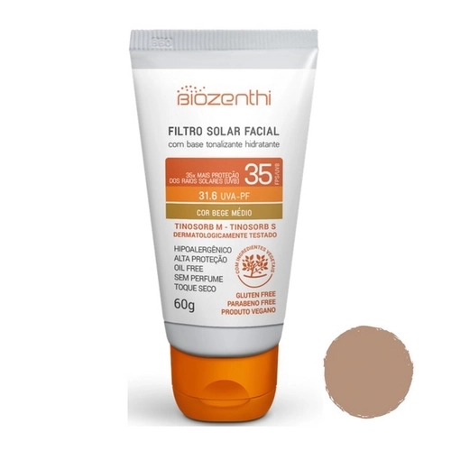 Biozenthi Bronz Facial Fps 35 Bege Medio