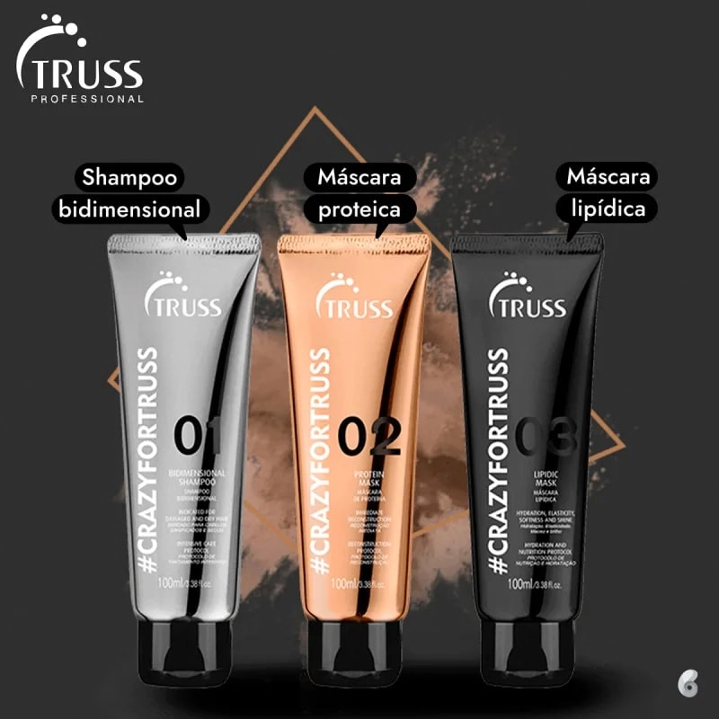 Kit Truss Tratamento Capilar Crazy For Truss 4 Em 1 1un