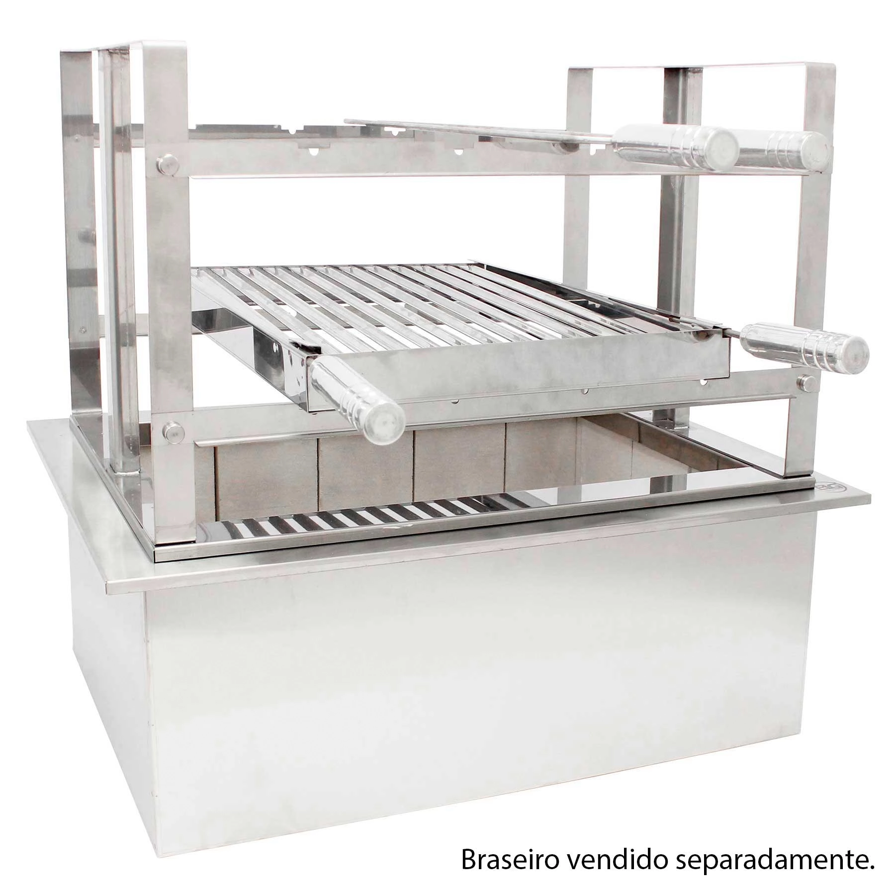 Suporte Fixo em Aço Inox com Grelha Argentina e Espetos ELG Atacadão Lazer