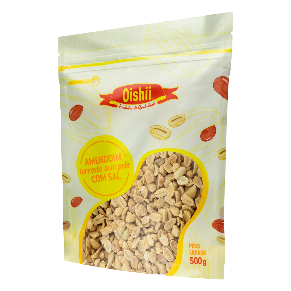 Amendoim Torrado Sem Pele Oishii Pouch 500g