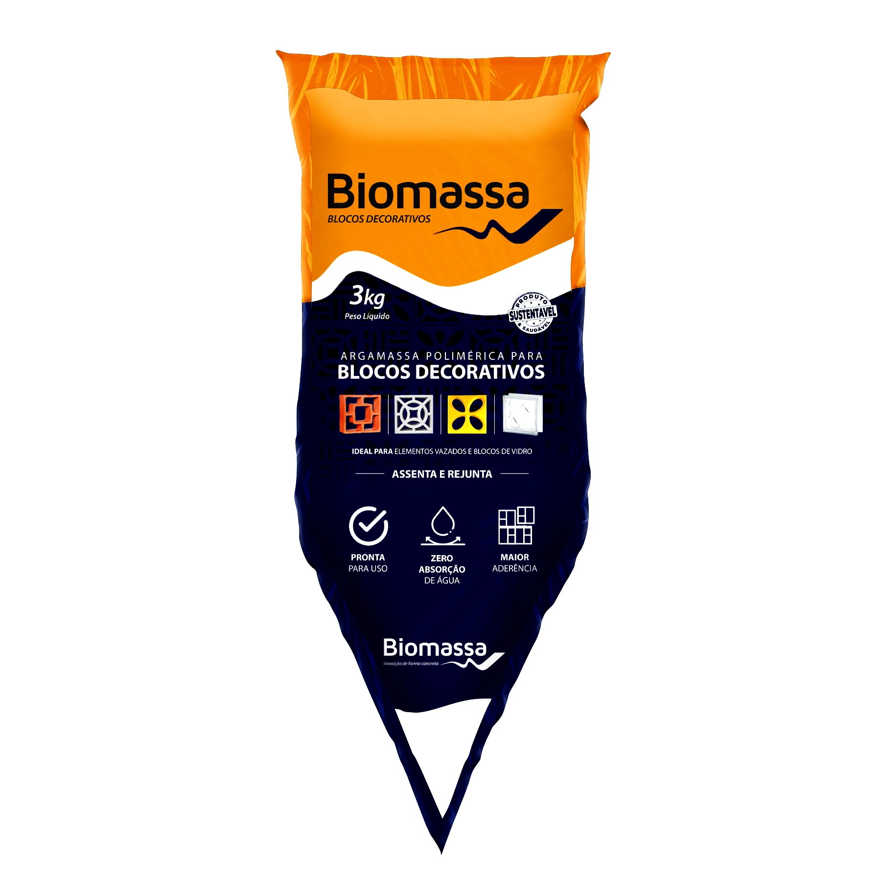 Argamassa Bloco de Vidro e Elemento Vazado Cobogó Interno e Externo 3kg Branco Biomassa do Brasil