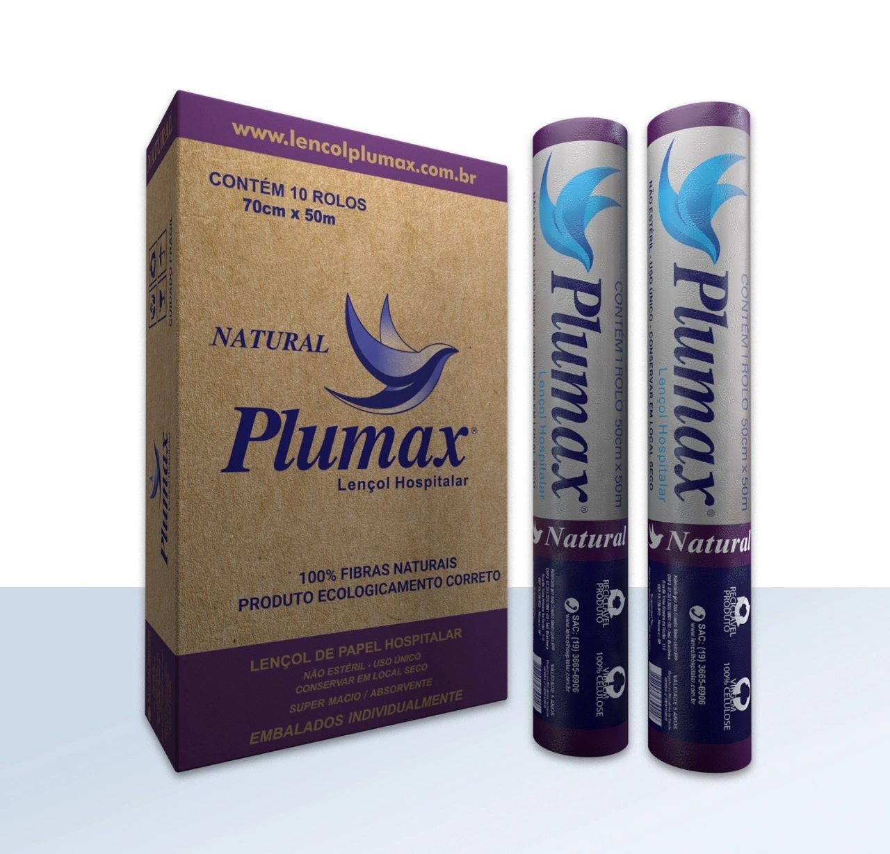 Lencol Hosp Plumax 50cm X 50m