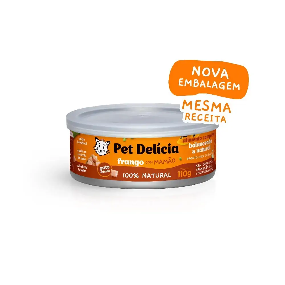 Alimento Úmido Pet Delícia Gatos Frango com Mamão 110g