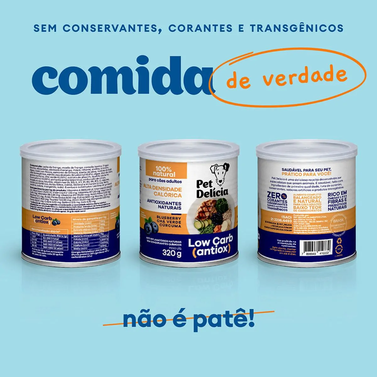 Alimento Úmido Pet Delícia Low Carb Antiox Natural 320g 320g