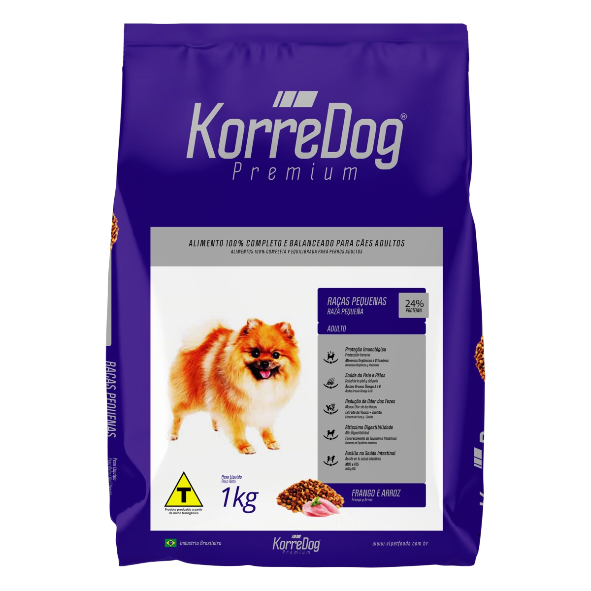 Alimento Para Cães Adultos Raças Pequenas Frango E Arroz Korre Dog Premium Pacote 1kg