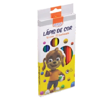 Lapis De Cor Resina Plast. Sextavado 12 Cores Brw