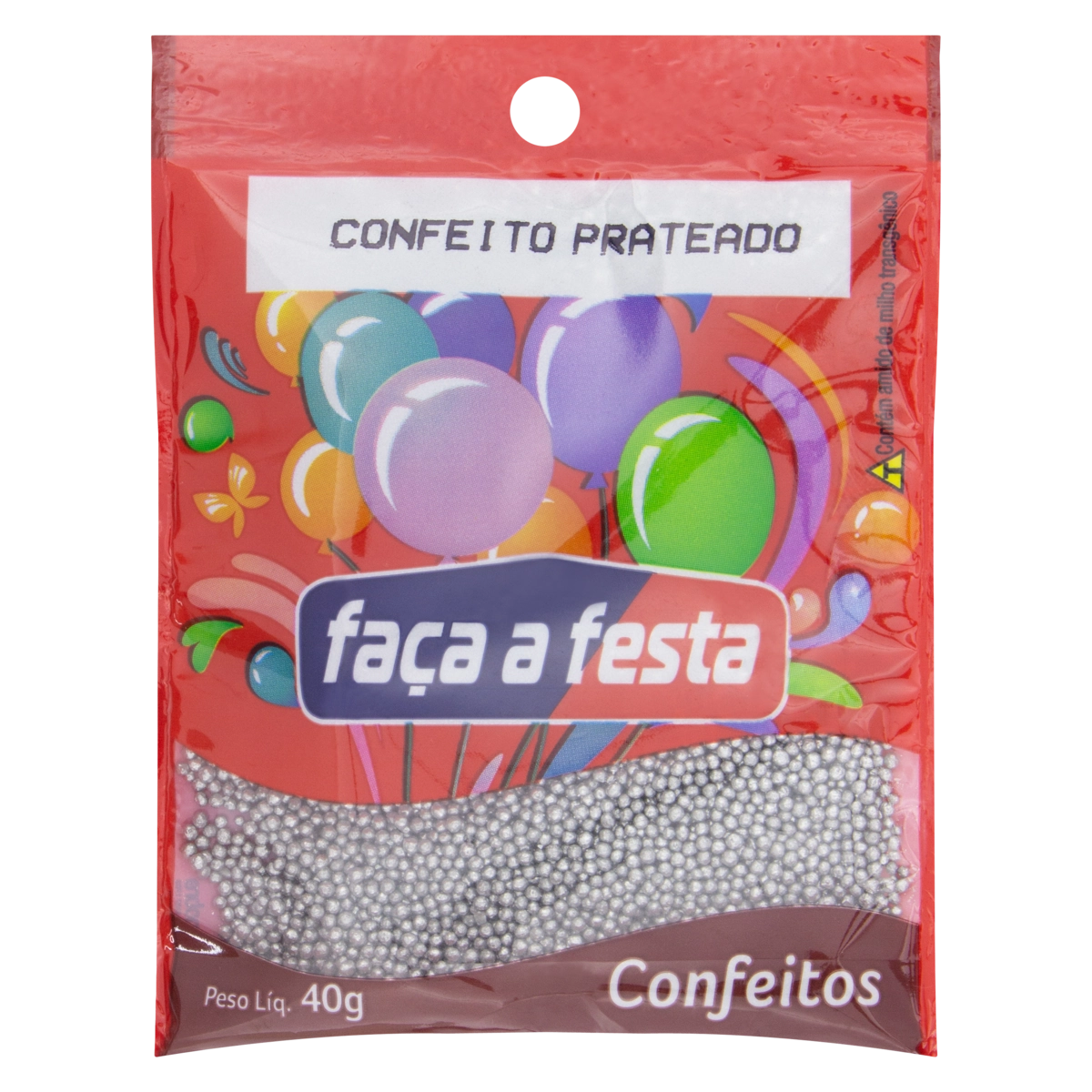 Confeito Prateado Faça A Festa Pacote 40g