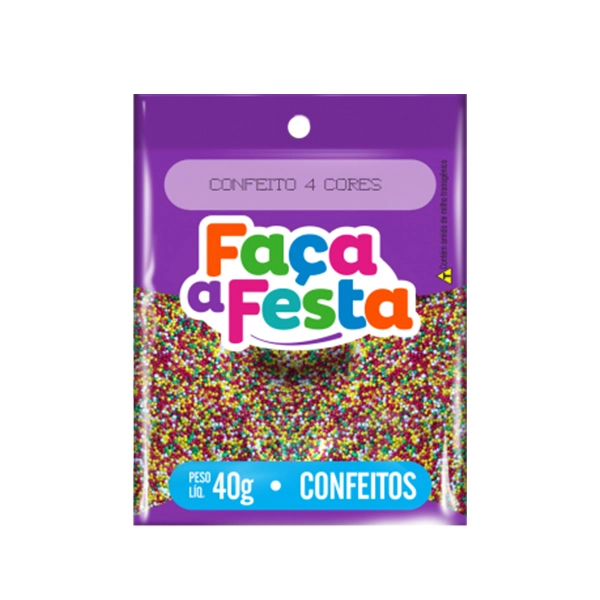 Confeito Micanga Bretzke 40g Quatro Cores