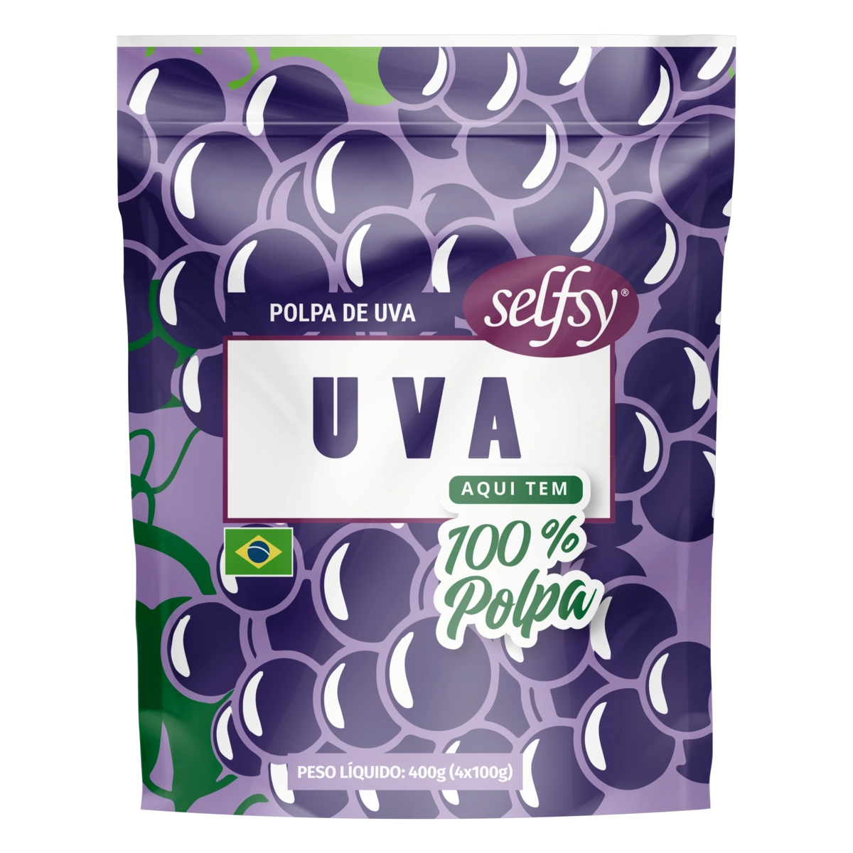 Pack Polpa De Fruta Uva Selfsy Pacote 400g 4 Unidades