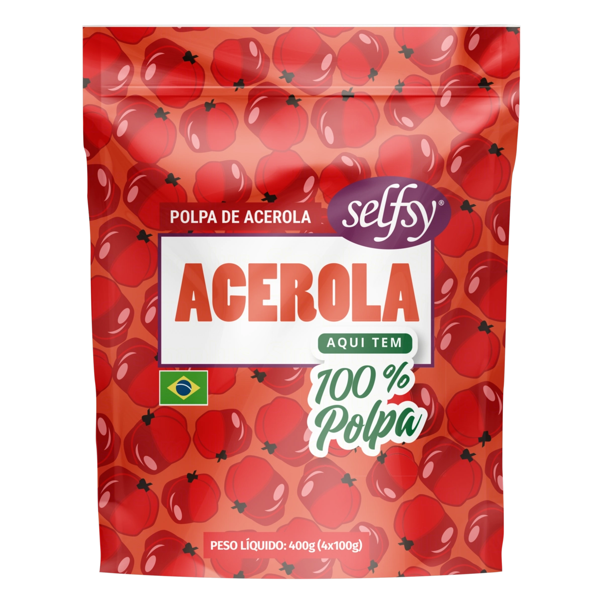 Pack Polpa De Fruta Acerola Selfsy Pacote 400g 4 Unidades