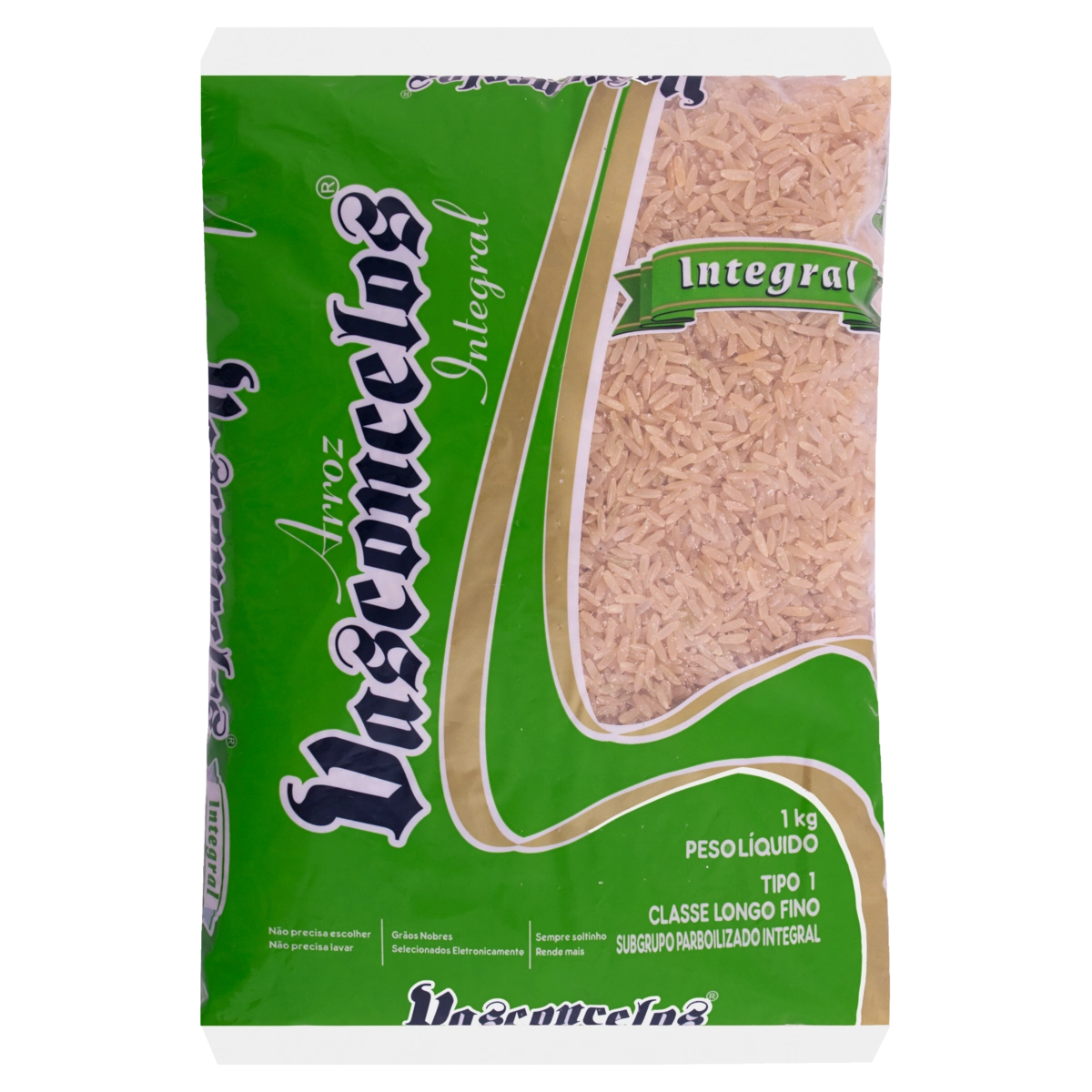 Arroz Parboilizado Tipo 1 Integral Vasconcelos Pacote 1kg