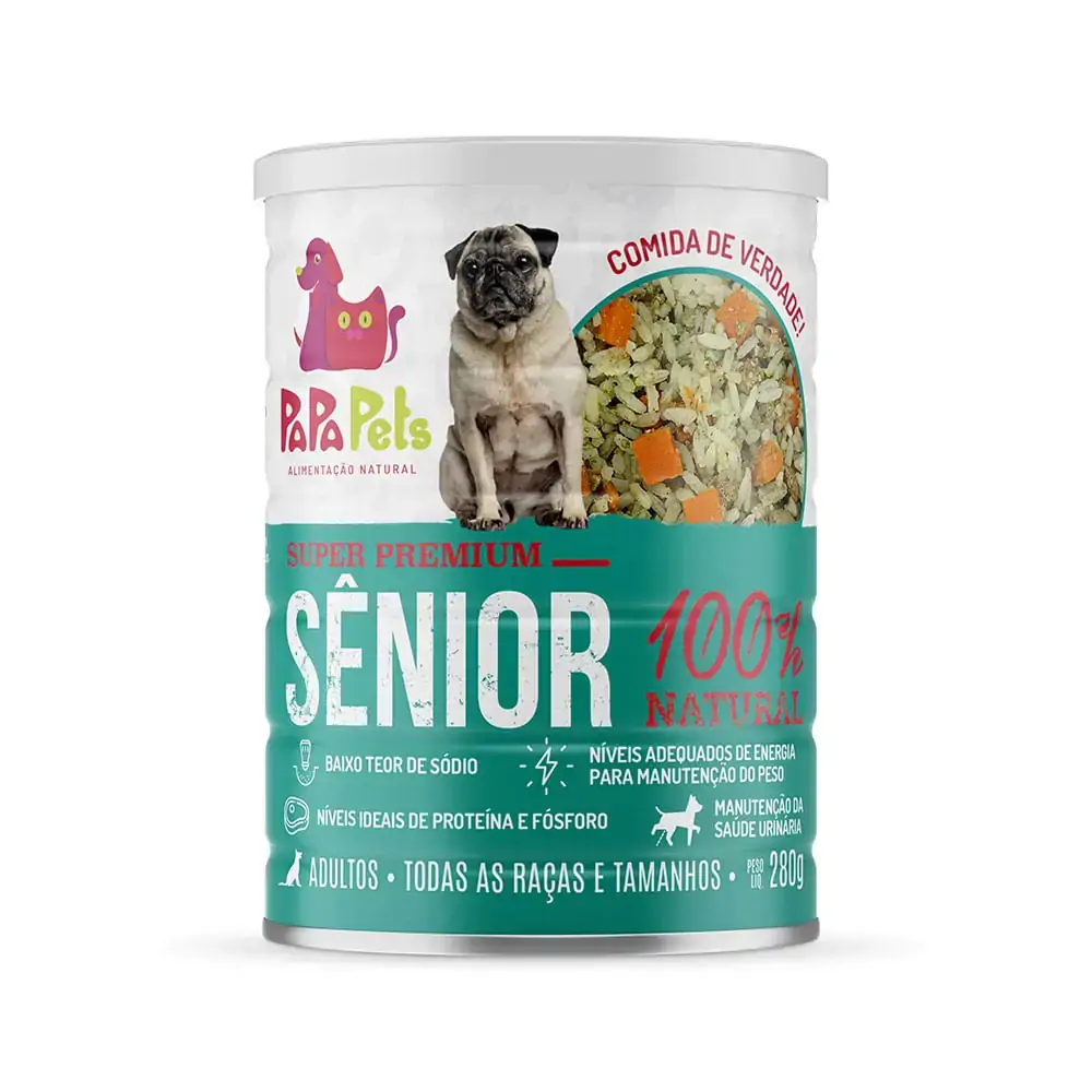 Ração úmida Natural Cães Idosos Sênior Papapets 280g