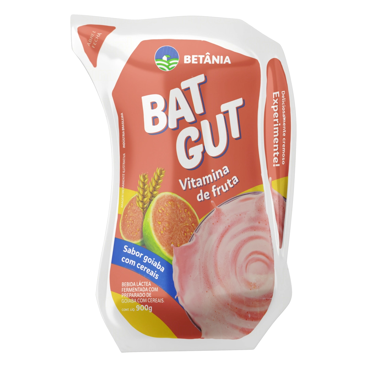 Bebida Láctea Fermentada Vitamina De Goiaba Com Cereais Betânia Bat Gut Pouch 900g