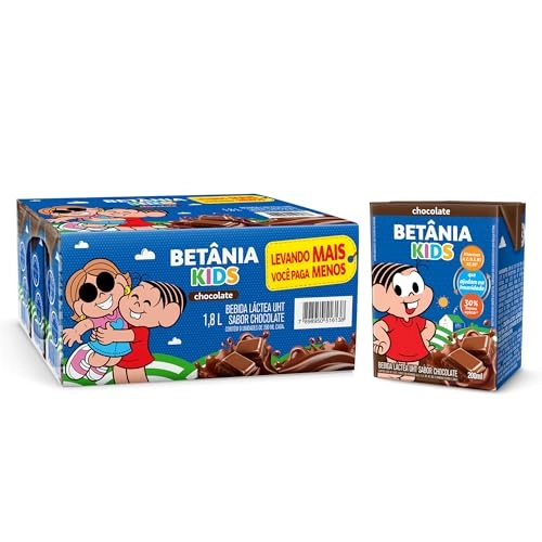 Pack Bebida Láctea Uht Chocolate Turma Da Mônica Betânia Kids Caixa 1,8l Leve 9 Pague 8 Unidades