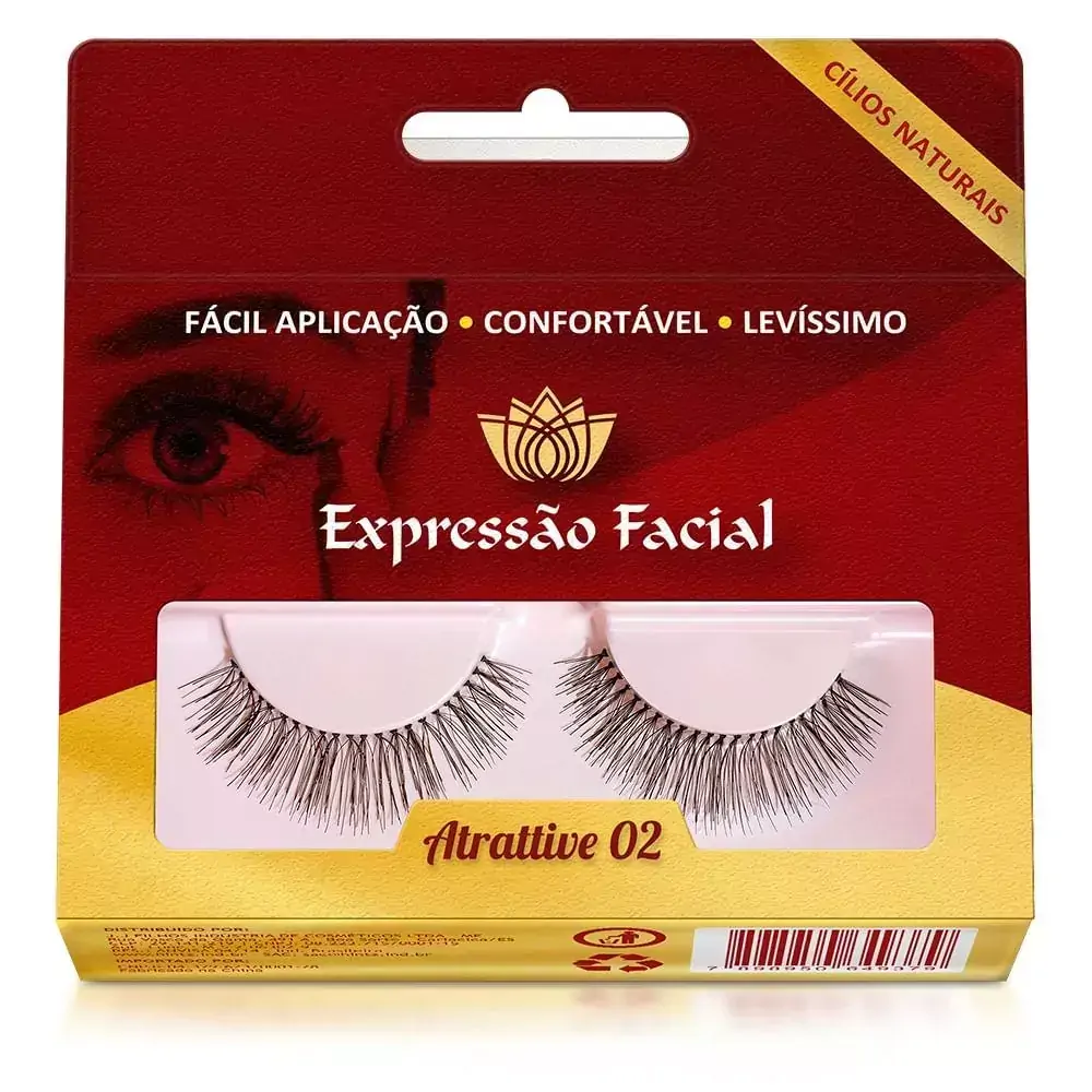 Cílios Postiços Naturais Expressão Facial Attractive N02