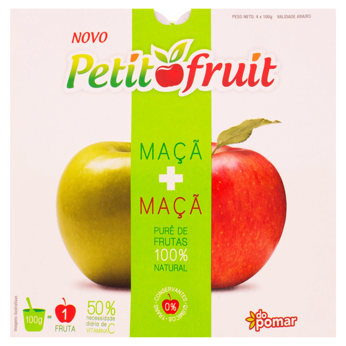 Purê De Frutas Maçã E Maçã Petit Fruit Bandeja 400g 4 Unidades