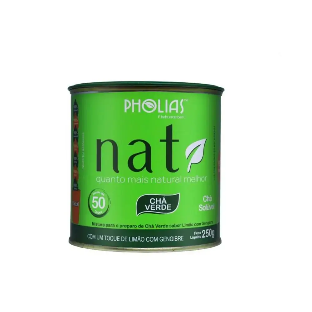 Chá Verde Toque Limão E Gengibre 250 G Solúvel Nati Pholias