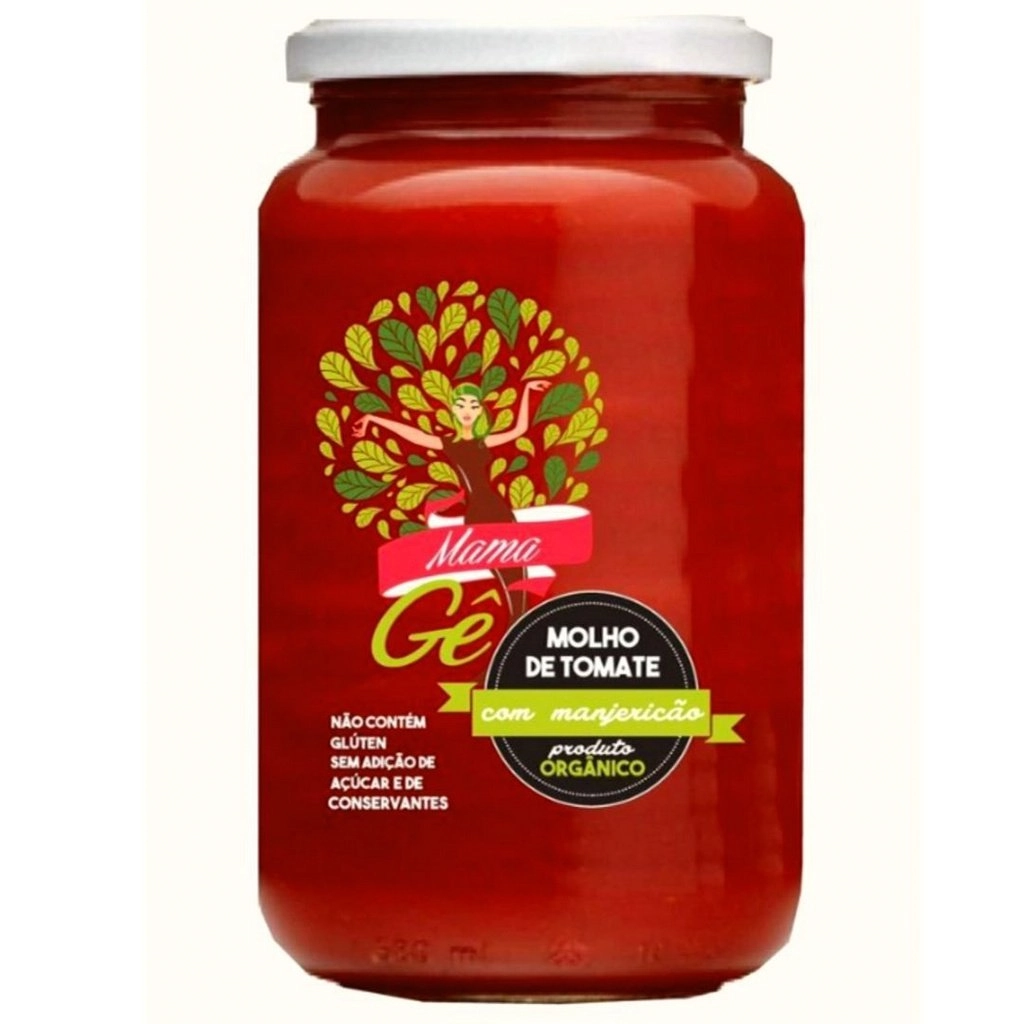 Molho De Tomate Com Manjericao Organico 590g Mama Ge